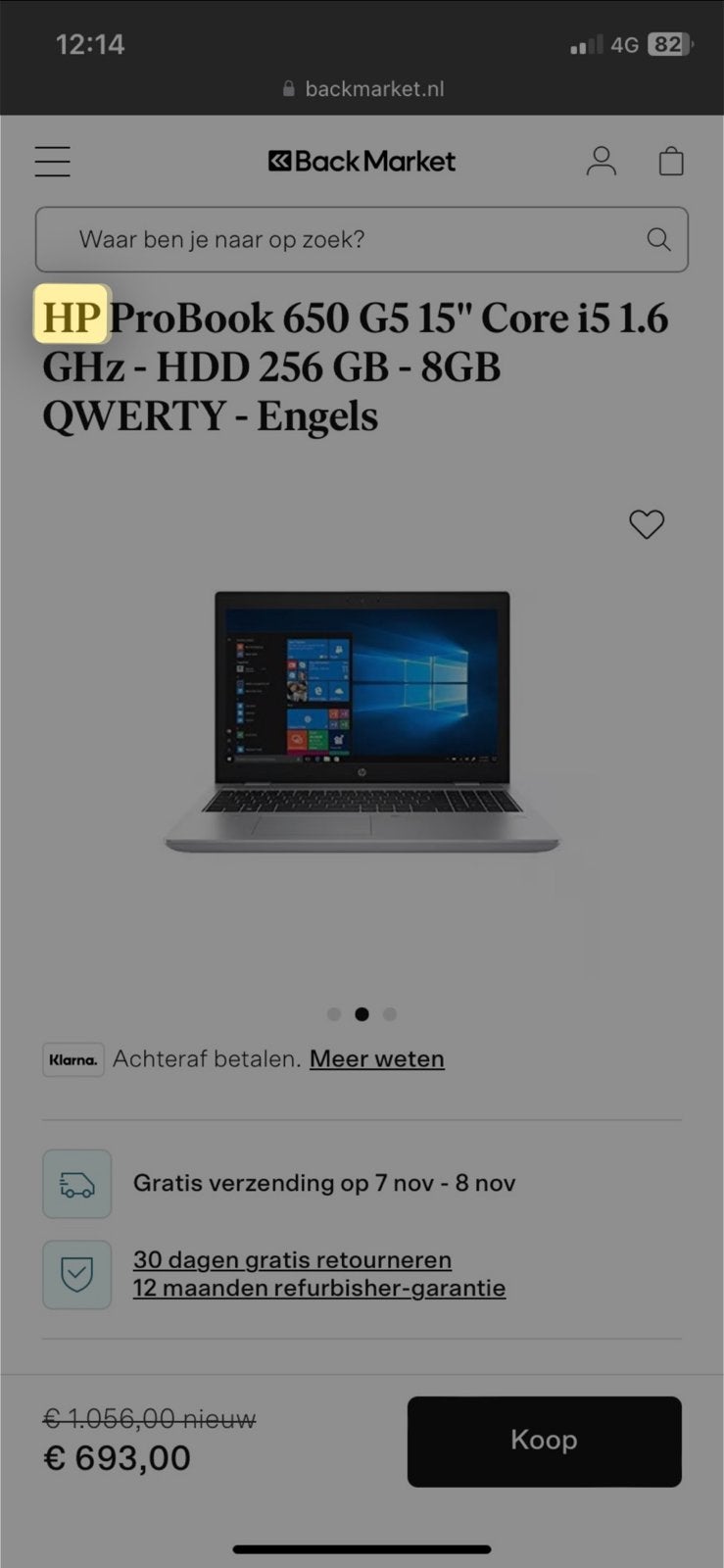 HP PROBOOK 650 G5, Ophalen of Verzenden, Zo goed als nieuw, Windows