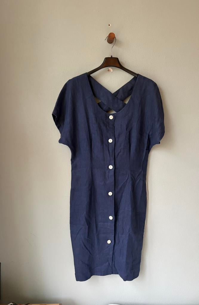 Heerlijke navy linnen jurk maat S/M, Vintage@, Vintage, Vintage, Gedragen
