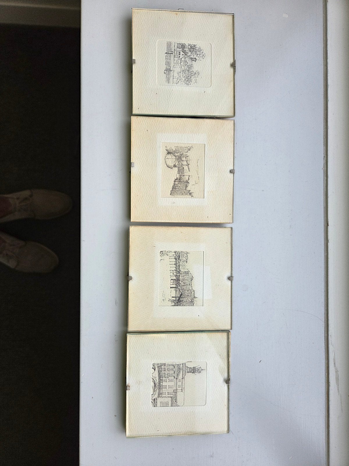 Jan Groenewoud - Pentekeningen van Dordrecht (4 stuks), Antiek en Kunst, Kunst | Tekeningen en Foto's, Ophalen of Verzenden, Tekening