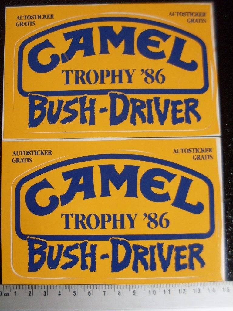 2x sticker camel trophy 1986 bush-driver logo, Verzenden, Zo goed als nieuw, Merk