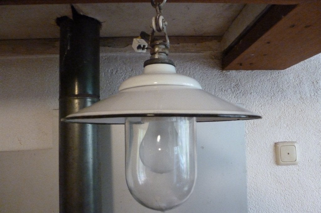 HANGLAMP,SIEMENS,BAUHAUS,1910-30,PLAFONDLAMP, Huis en Inrichting, Lampen | Hanglampen, Ophalen of Verzenden, Gebruikt, Glas, BAUHAUS,INDUSTYRIEL,1910-20