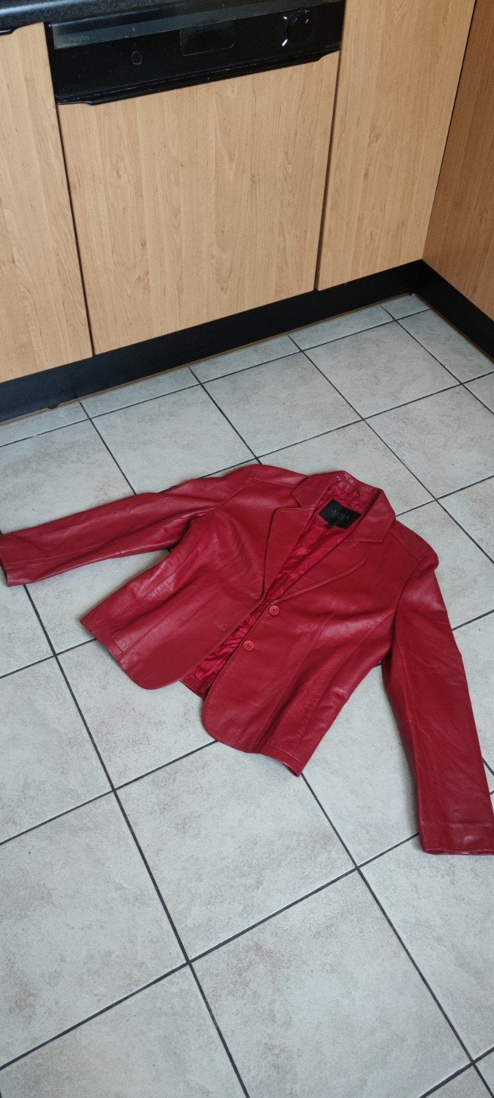 ARMA TOMAATROOD leer jasje maat 44, Kleding | Dames, Ophalen of Verzenden, Zo goed als nieuw, Maat 42/44 (L), Blauw