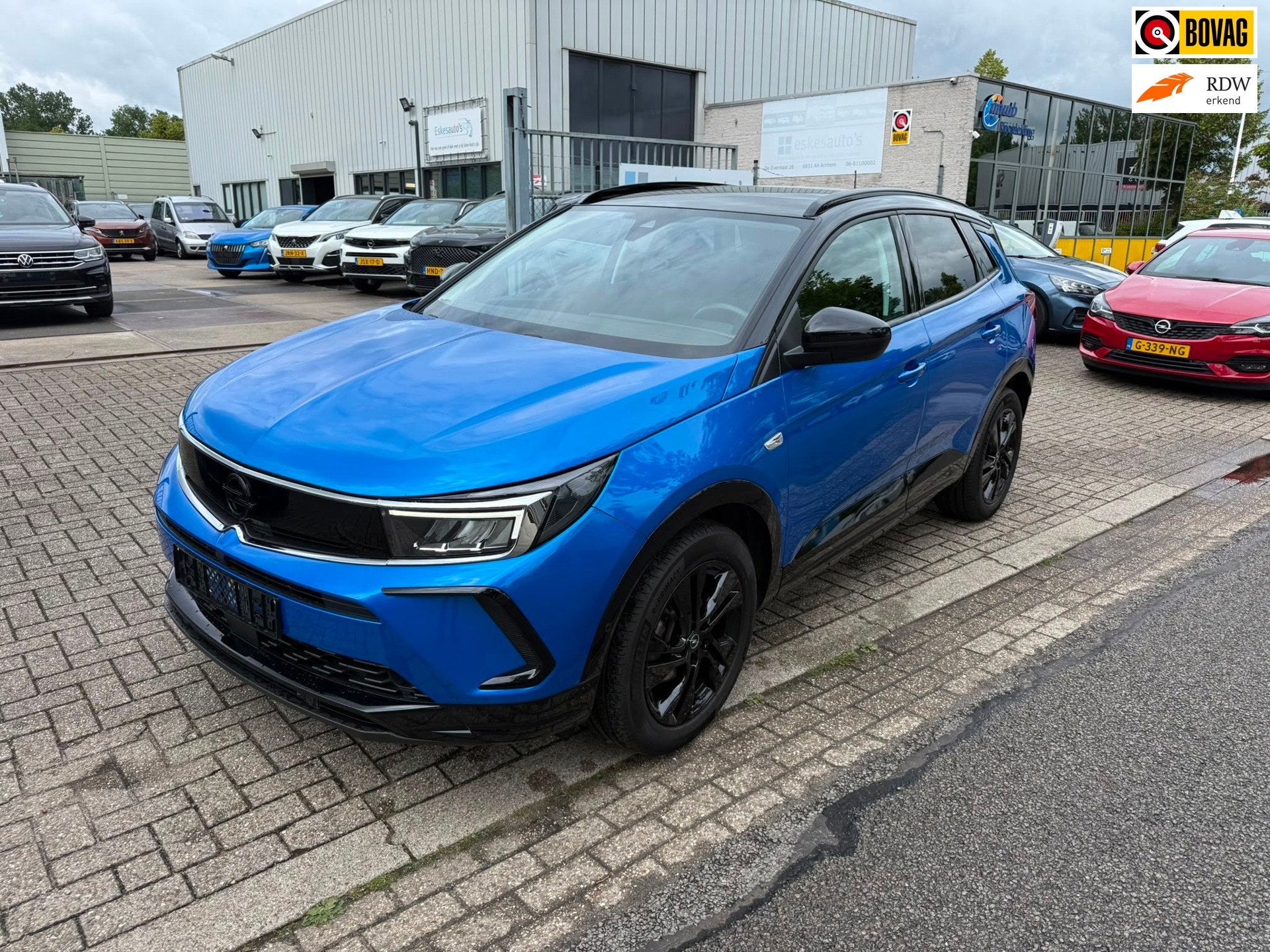 Opel Grandland 1.2 Turbo GS Automaat, Navi, Nieuwstaat Deale, Gebruikt, 1199 cc, Blauw, Leder en Stof