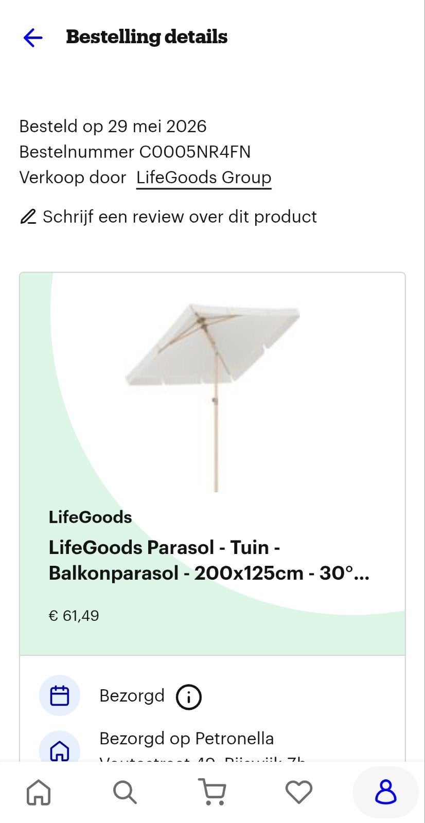 LifeGoods Balkonparasol - Tuinparasol 200x125cm, Ophalen of Verzenden