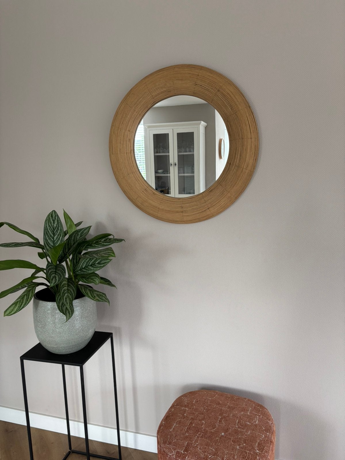 Spiegel, Huis en Inrichting, Woonaccessoires | Spiegels, Ophalen, Rond, Zo goed als nieuw, Minder dan 100 cm