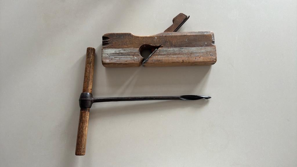 Vintage hout gereedschap schaaf en avegaar, Ophalen of Verzenden