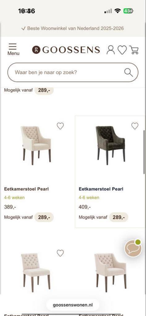 Goossens Eetkamerstoel Zwart, Huis en Inrichting, Stoelen, Zo goed als nieuw, Eén, Stof, Zwart, Ophalen of Verzenden