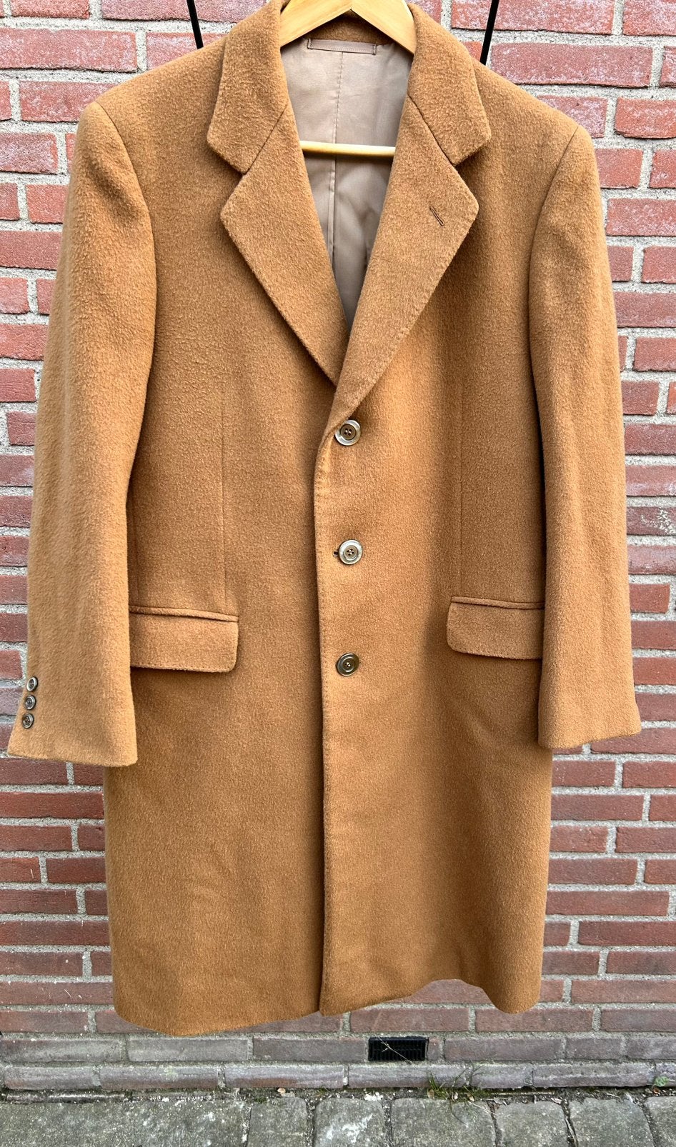 Vintage Wollen Jas - Zeer Goede Staat, Ophalen of Verzenden, Gedragen, Maat 46 (S) of kleiner, Beige