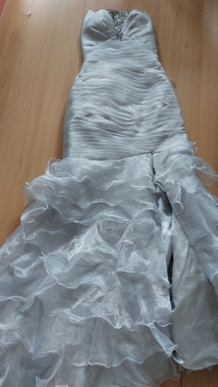 Te koop grijs feestjurk mt s. (Openbeen), Kleding | Dames, Trouwkleding en Trouwaccessoires, Ophalen of Verzenden, Zo goed als nieuw