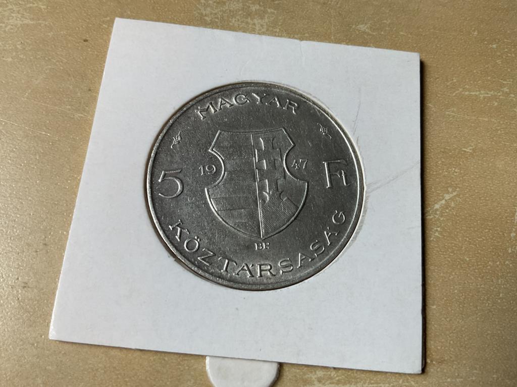 Hongarije 5 forint 1947, Ophalen of Verzenden, Hongarije