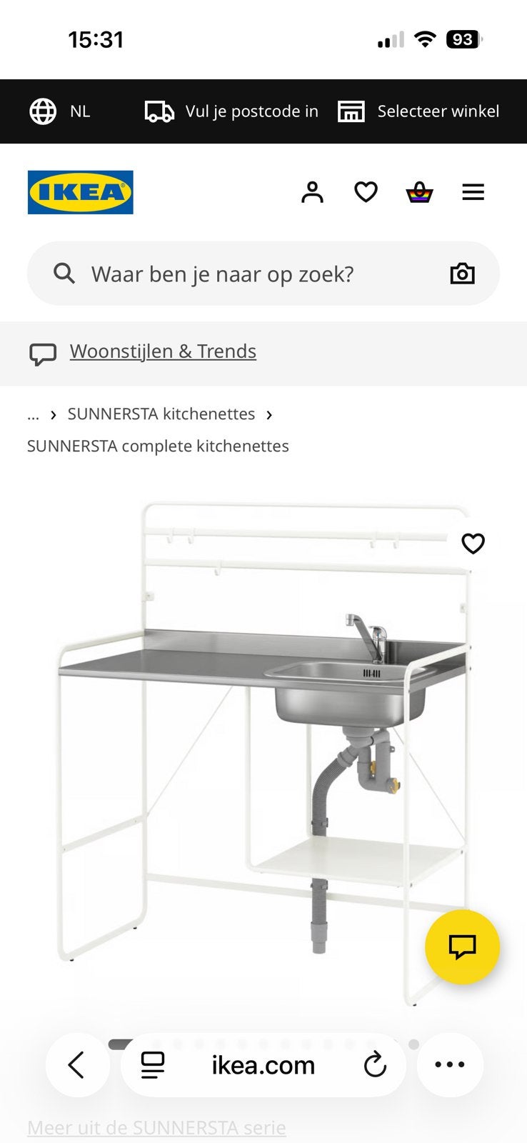 Kitchenette Ikea Sunnersta, Huis en Inrichting, Keuken | Keukenelementen, Ophalen, 50 tot 100 cm, Zo goed als nieuw, Minder dan 100 cm