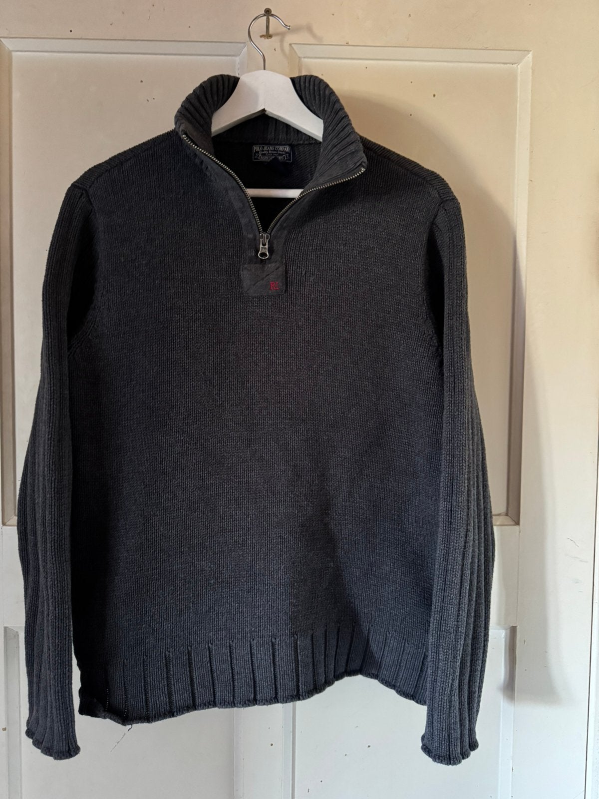 Ralph lauren donkergrijze schipperstrui maat M., Ophalen of Verzenden, Zo goed als nieuw, Maat 48/50 (M), Grijs