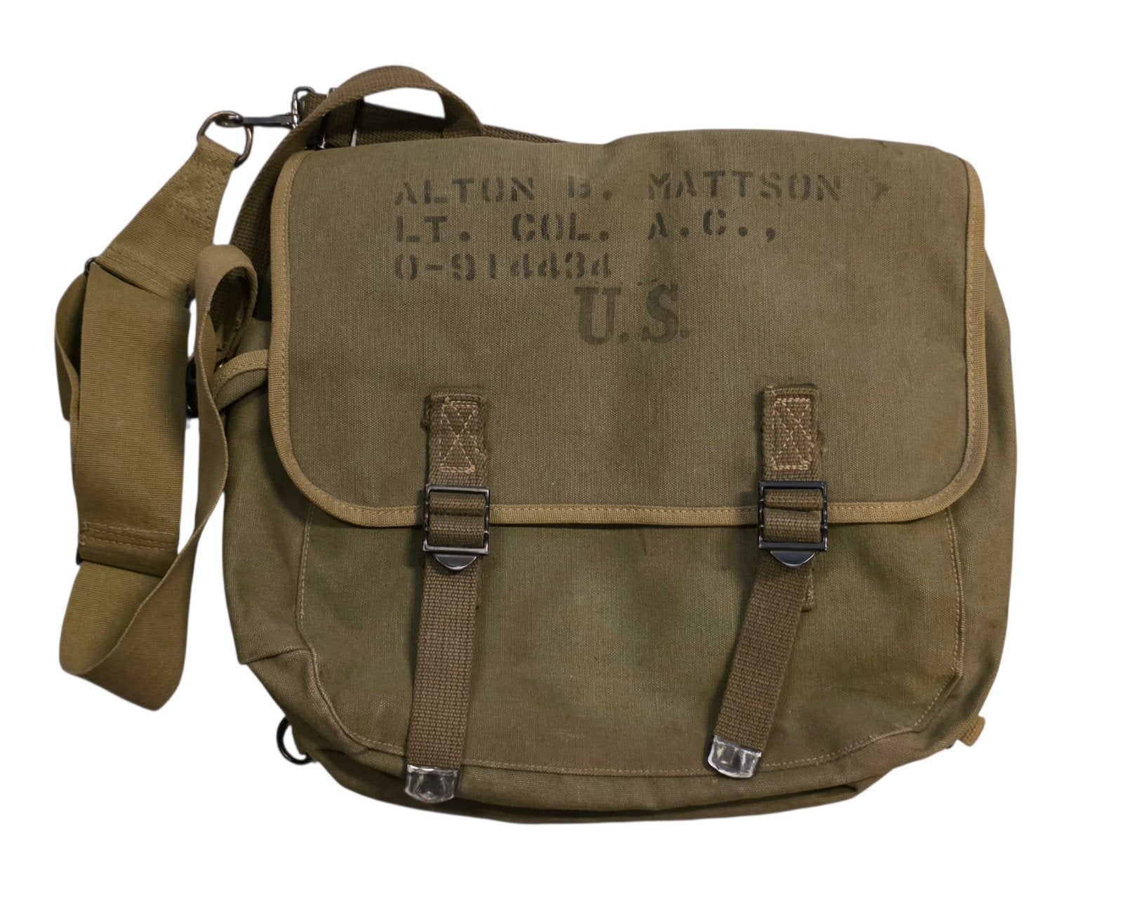 US WWII M1936 Musette Bag, ID'ed Lieutenant Colonel, A.C., Ophalen of Verzenden, Luchtmacht, Amerika, Kleding of Schoenen