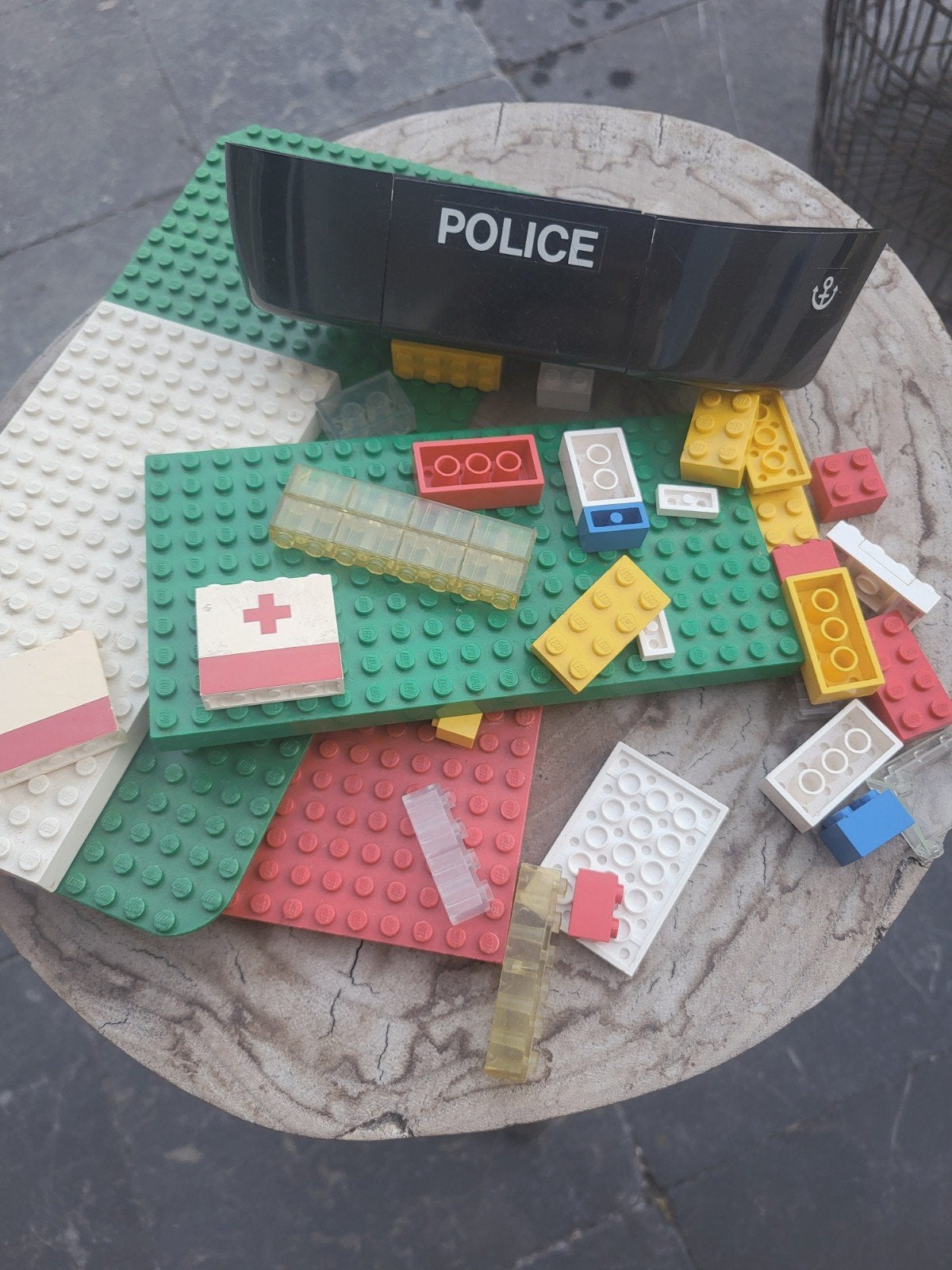 Partij (vintage) LEGO ca 1,6kg - o.a. politieboot & ridders, Ophalen of Verzenden, Gebruikt