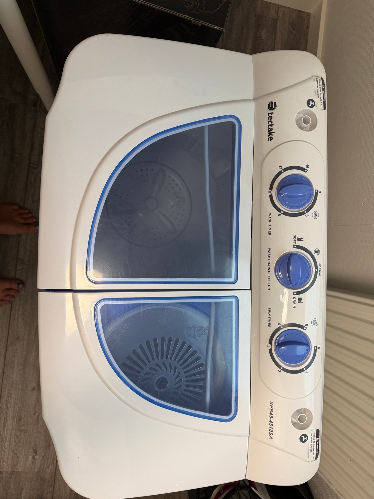 Tectake Mini Wasmachine met Centrifuge - Compact en Efficiën, Ophalen, Minder dan 1200 toeren, 4 tot 6 kg, Bovenlader