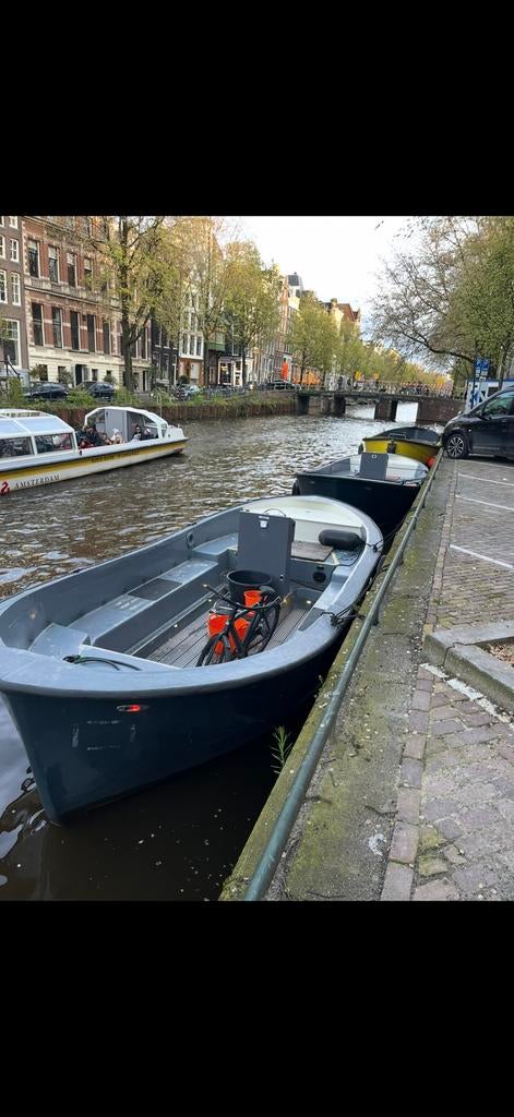 Elektrische Harding reddingssloep 7,5 x 2,8 met vignet, Watersport en Boten, Sloepen, Ophalen, 10 tot 30 pk, Gebruikt, Binnenboordmotor