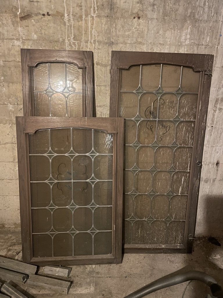 oude glas in lood ramen en deuren, Doe-het-zelf en Verbouw, Ophalen, Gebruikt, 80 tot 100 cm, 215 cm of meer