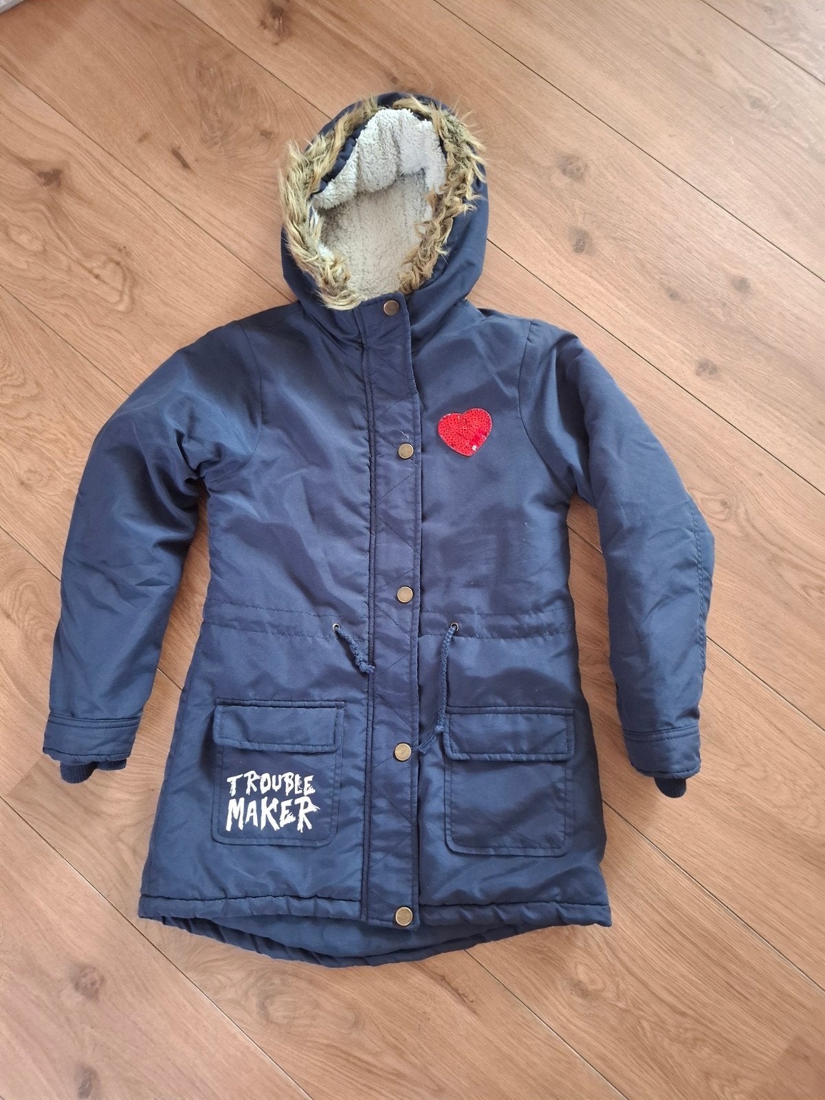 Stoere winterjas maat 146/152 met teddy voering, Kinderen en Baby's, Kinderkleding | Maat 152, Gebruikt, Meisje, Jas, Ophalen of Verzenden