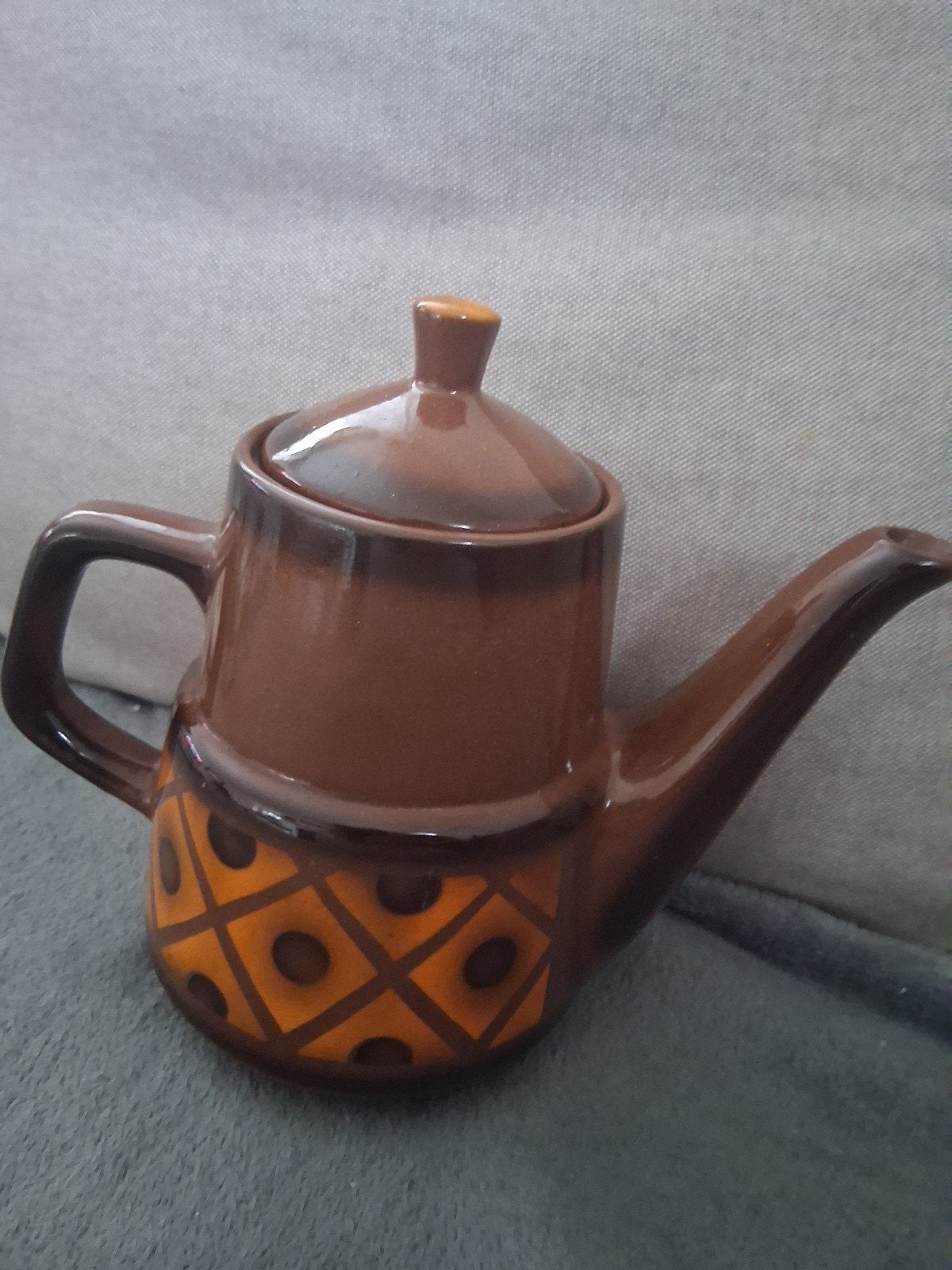 Vintage Duitse Koffiepot - Bruin met Oranje Patroon, Antiek en Kunst, Ophalen of Verzenden