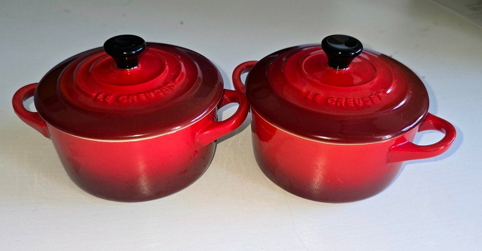 2 stuks Le Creuset pannetjes., Huis en Inrichting, Keuken | Potten en Pannen, Ophalen of Verzenden, Nieuw, Gietijzer