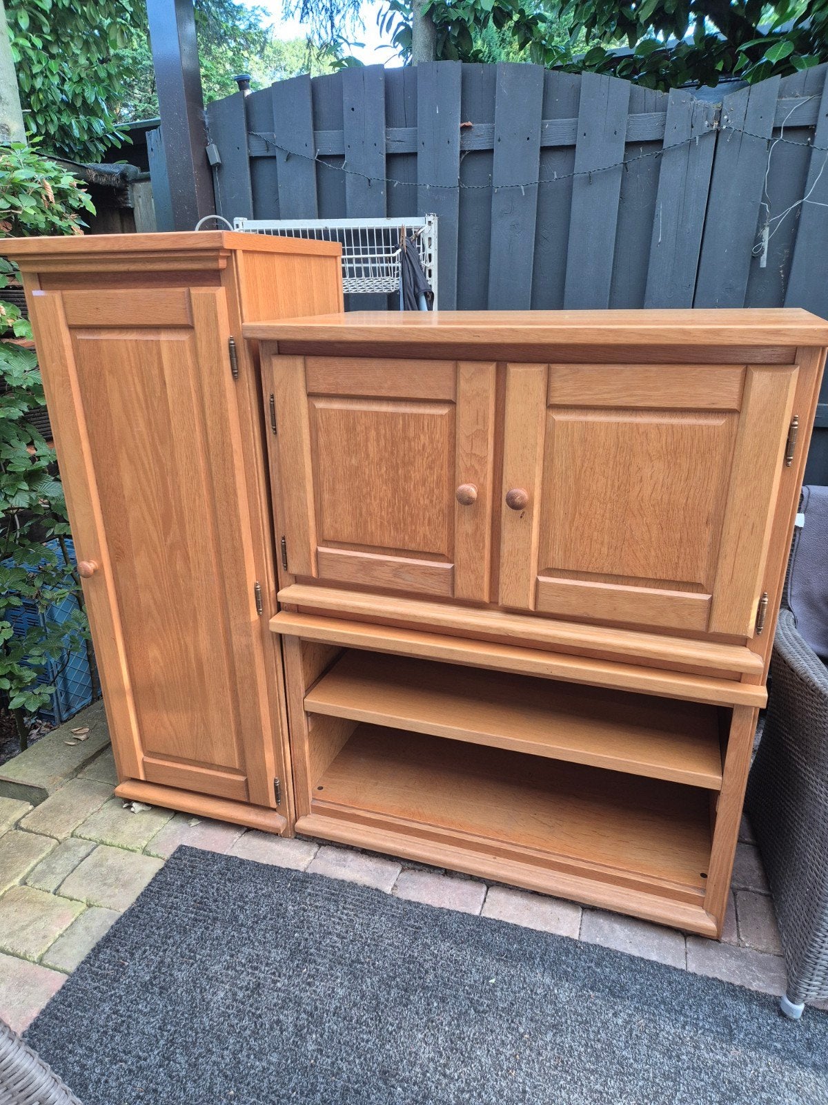 Eikenhouten kastenset met opbergruimte, Ophalen, 100 tot 150 cm, Eikenhout, 150 tot 200 cm
