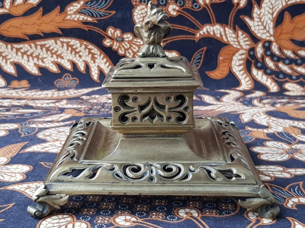 Mooie grote antieke inktpot uit Engeland 15 cm. uit 1850., Ophalen of Verzenden, Koper