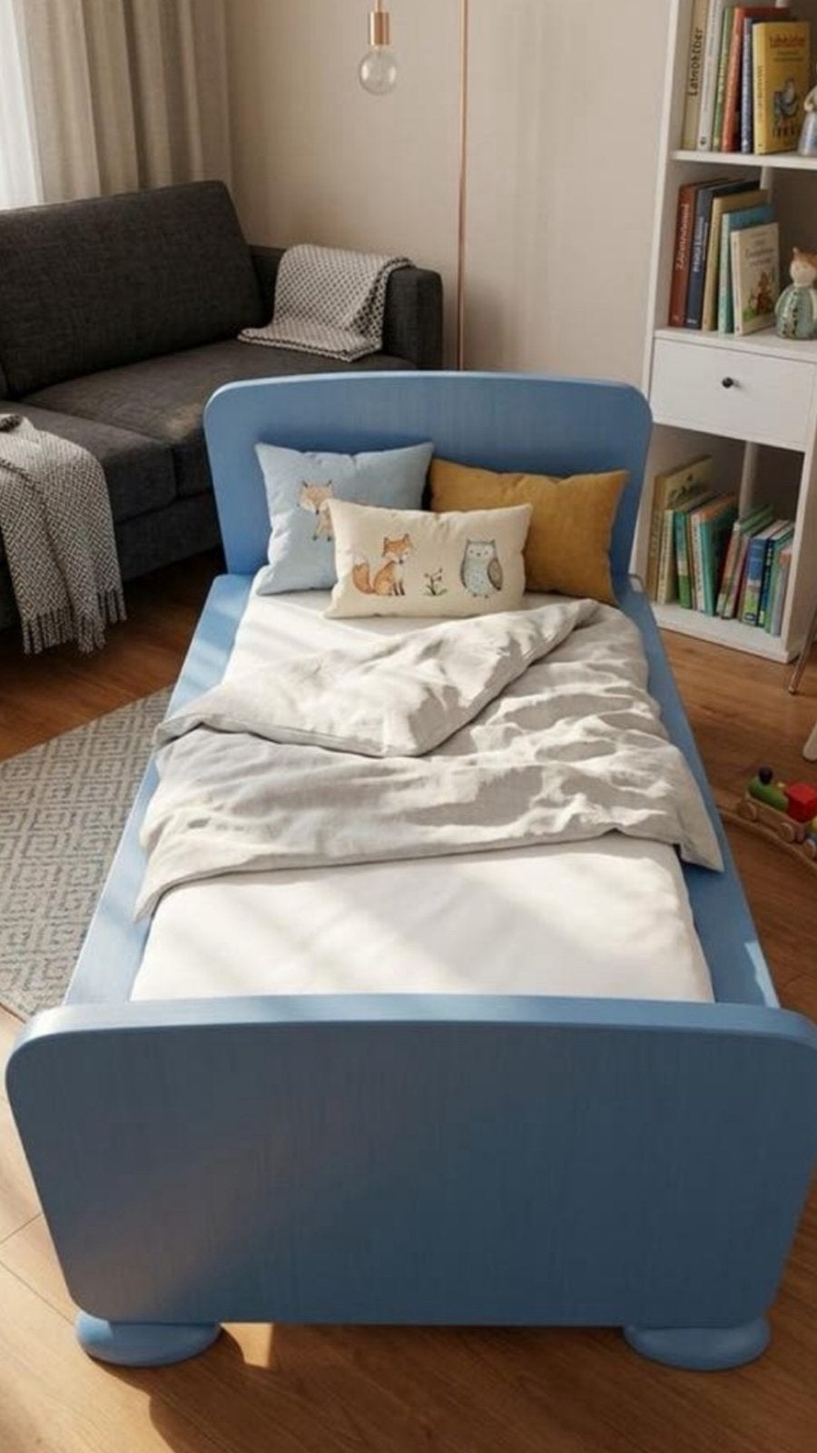 Peuterbed ikea 70x160 blauw, Ophalen, Gebruikt, 70 tot 85 cm, 140 tot 160 cm