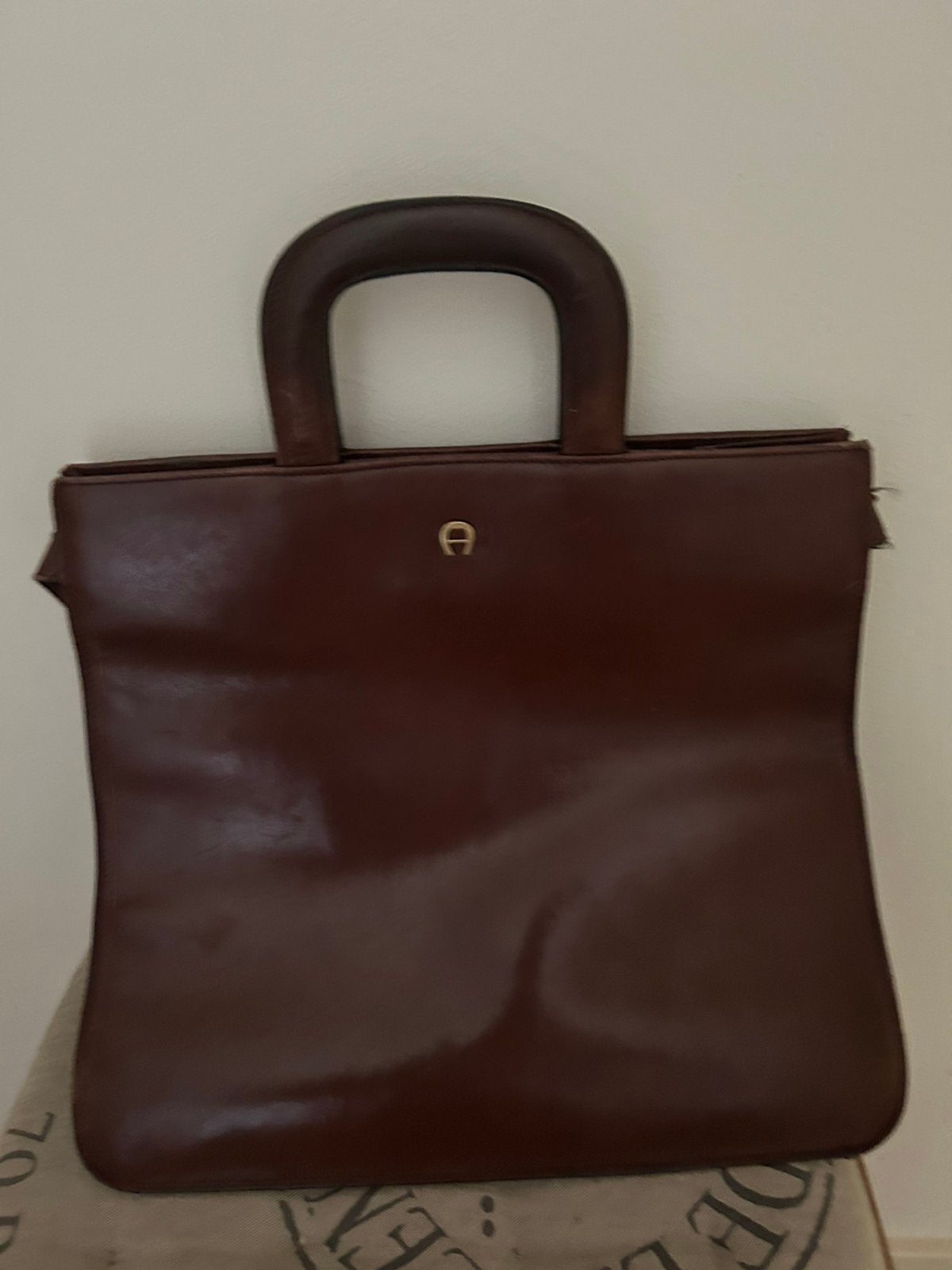 Etienne Aigner grote handtas leer vintage, Ophalen of Verzenden, Gebruikt, Bruin, Handtas