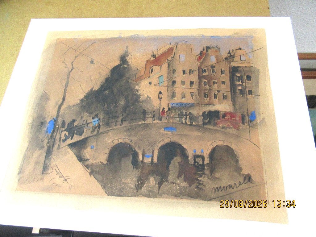 Amsterdam, Impressionistisch, Ophalen of Verzenden, Gesigneerd, Aquarel