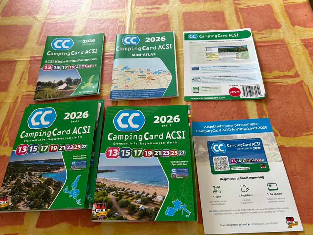 ACSI CampingCard 2026 Deel 1 & 2 met kortingskaart, Ophalen of Verzenden, Nieuw