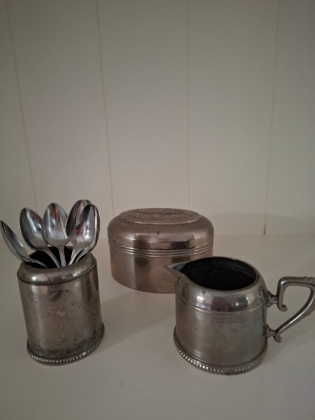 Vintage Daalderop , theedoos,lepelvaasje en Melkkan, Antiek en Kunst, Antiek | Goud en Zilver, Ophalen of Verzenden