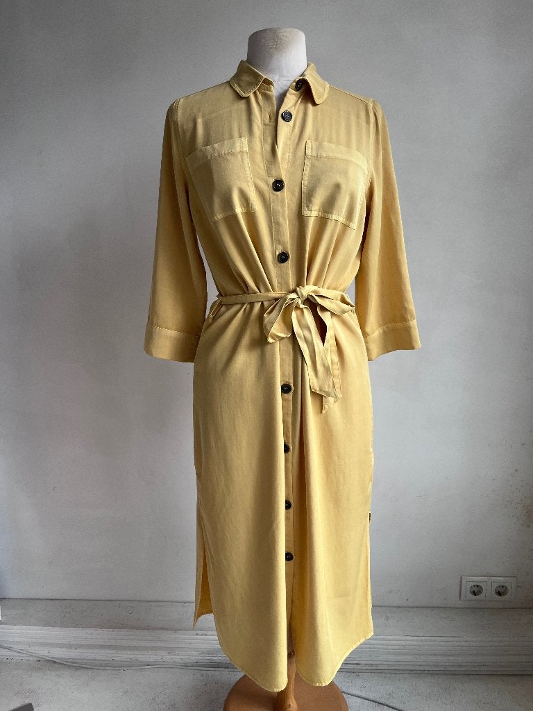 modstrom jurk geel maat s, Kleding | Dames, Verzenden, Geel, Zo goed als nieuw, Knielengte
