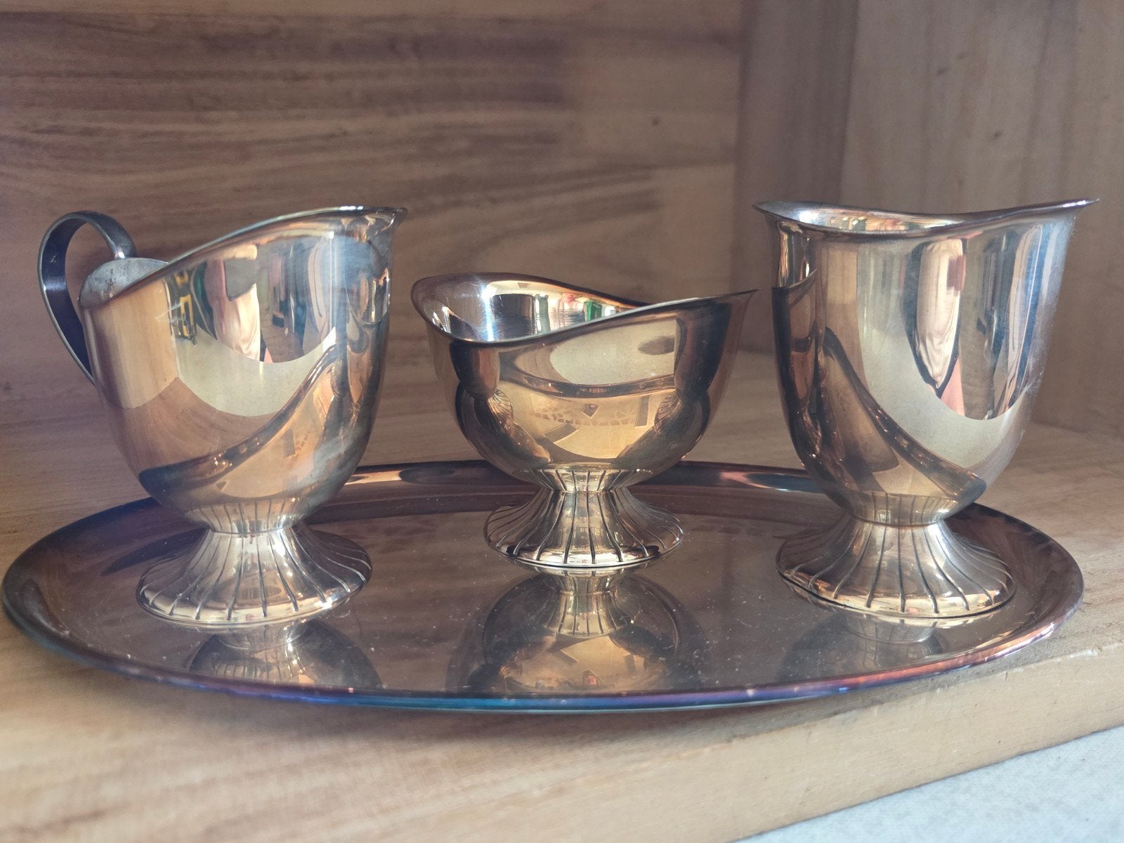 Vintage Douwe Egberts verzilverd bestek en suiker/melk set, Ophalen of Verzenden