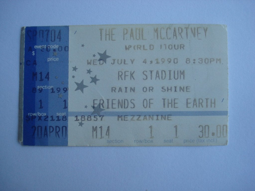 Ticket Paul McCartney The Beatles., Boeken, Muziek, Zo goed als nieuw, Artiest, Ophalen of Verzenden