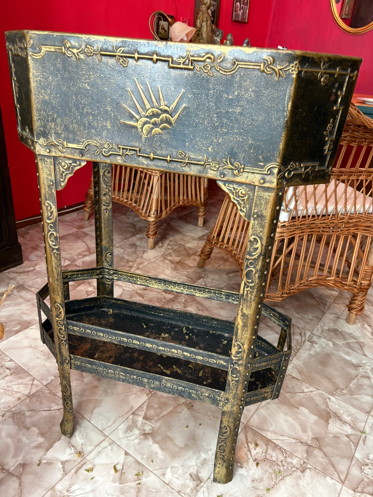 Jugendstil Plantentafel - teab. Wel beschadigd, nog erg mooi, Ophalen