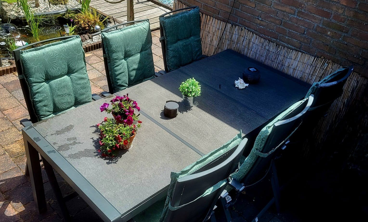 P&R Design tuinset: aluminium tafel met 6 standenstoelen, Ophalen, Gebruikt, 6 zitplaatsen, Aluminium