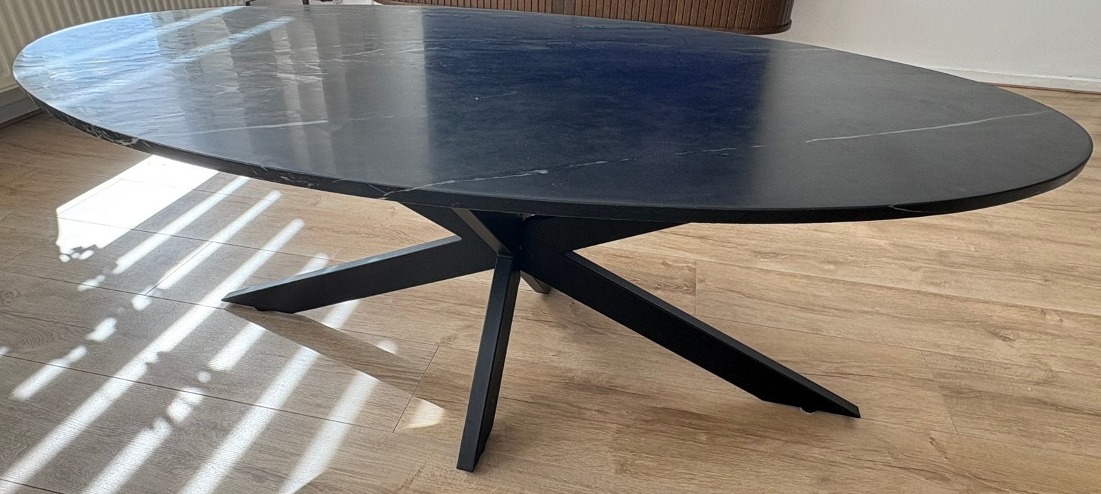 Salontafel marmer zwart 130x70c, Ophalen, 100 tot 150 cm, 50 tot 100 cm, Zo goed als nieuw