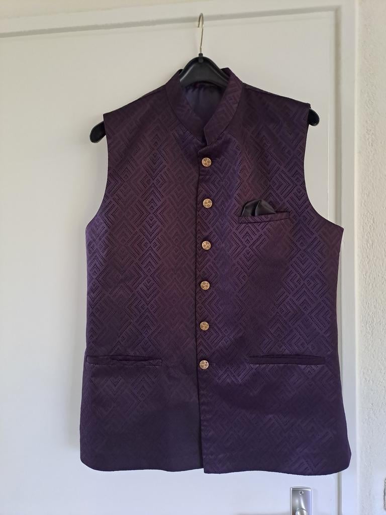 Gilet paars brocaat mast 48/50, Kleding | Heren, Ophalen of Verzenden, Zo goed als nieuw, Maat 48/50 (M), Paars