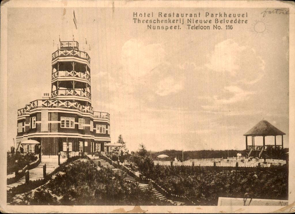 Nunspeet - Hotel Restaurant Parkheuvel - Nieuwe Belvedère, Ophalen of Verzenden, 1920 tot 1940, Gelopen, Gelderland