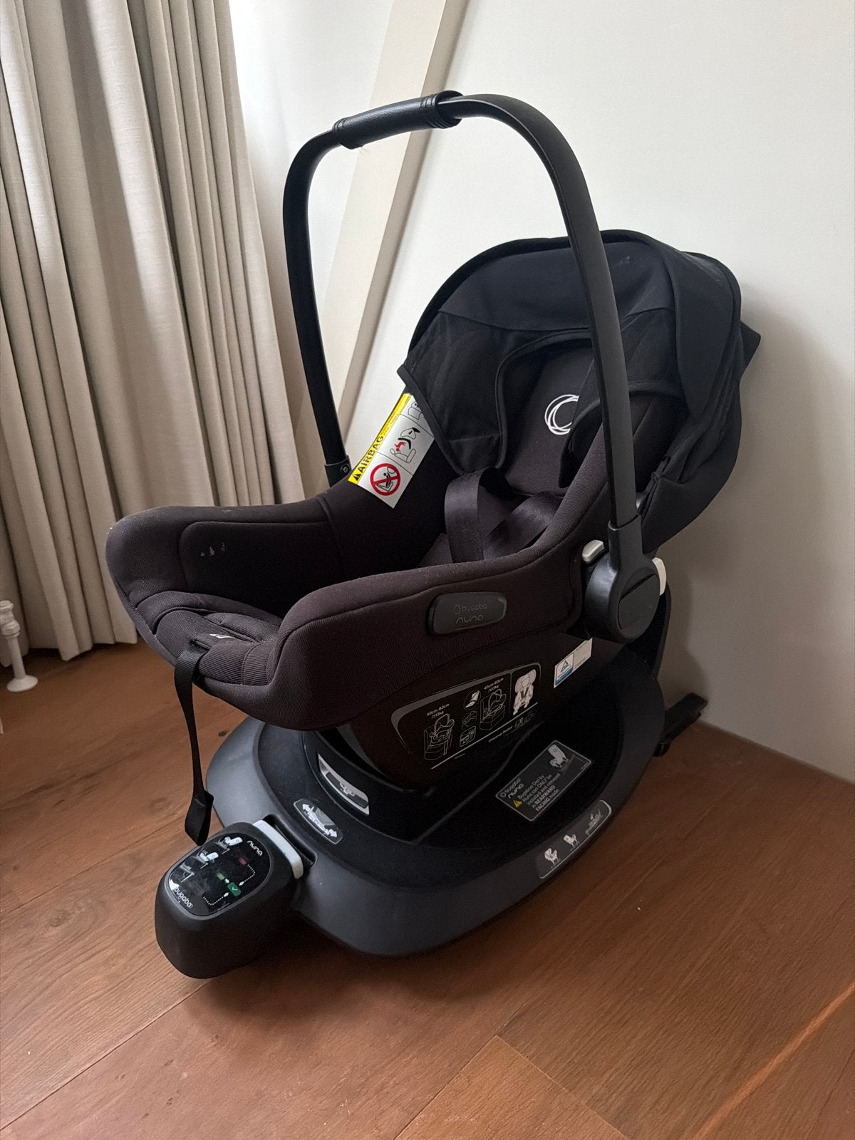 Bugaboo Nuna Turtle Air autostoel met Isofix en newborn kuss, Zijbescherming, Zo goed als nieuw, Isofix, 0 t/m 13 kg