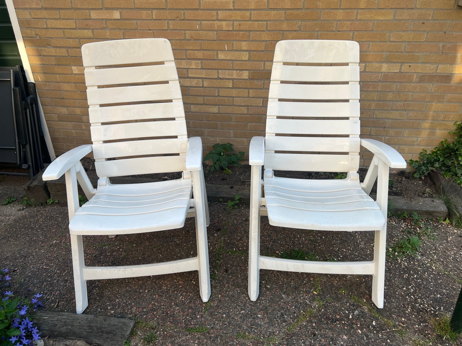 Witte tuinstoelen, Tuin en Terras, Ophalen, Gebruikt, Kunststof