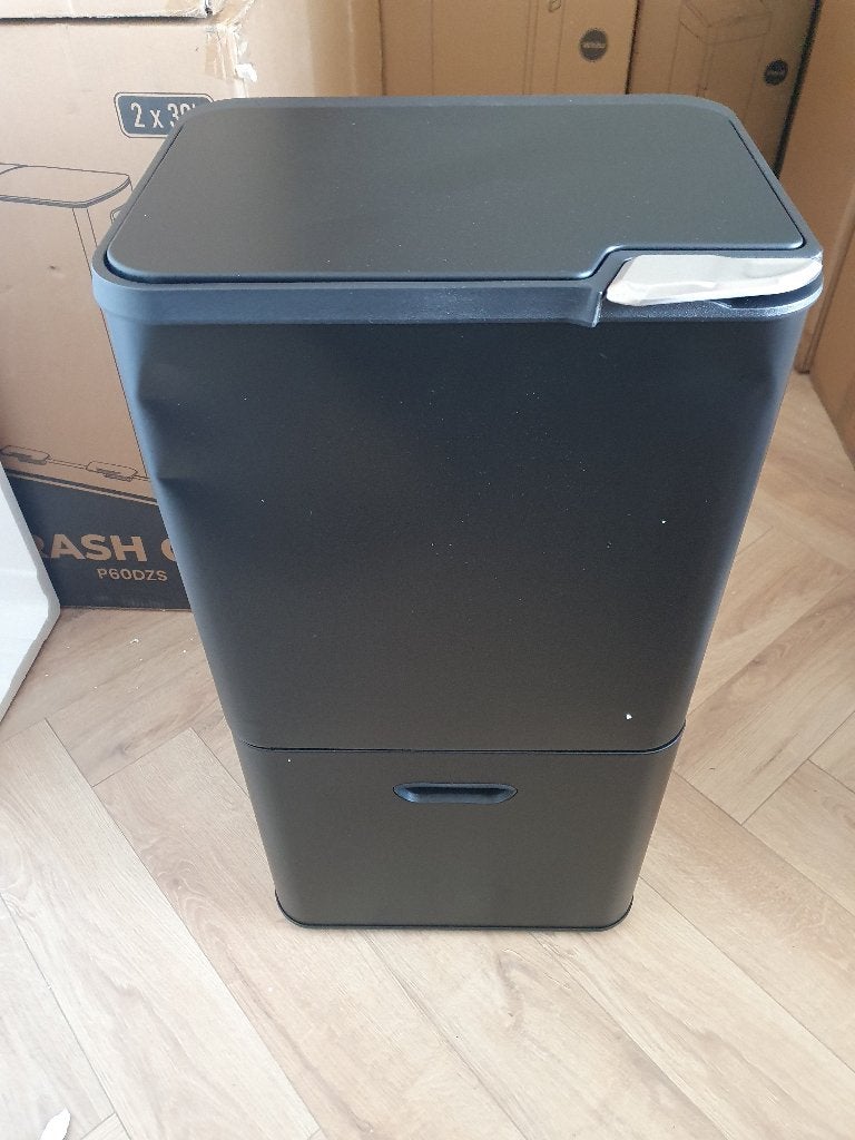 Bayt Prullenbak 60 l • 2 vakken • zwart • beschadigd, Met pedaal, Verzenden, Nieuw, 40 liter of meer