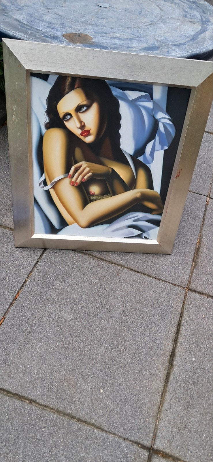 Modern schilderij van een vrouw in bed, Antiek en Kunst, Kunst | Schilderijen | Modern, Figuren, Ophalen of Verzenden, Olieverf