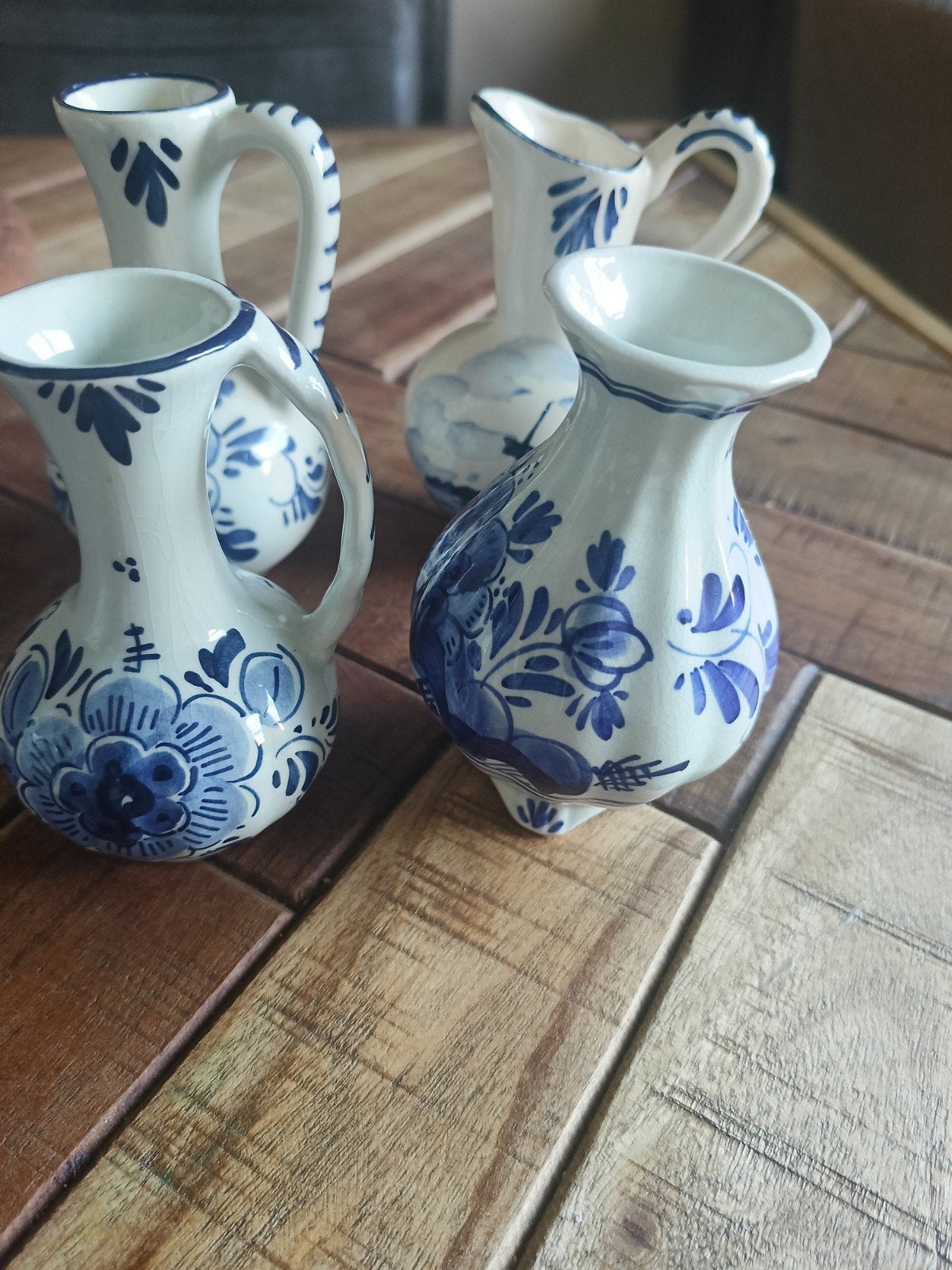 Set van 4 Delfts Blauwe Mini Vaasjes/Kruikjes, Ophalen of Verzenden
