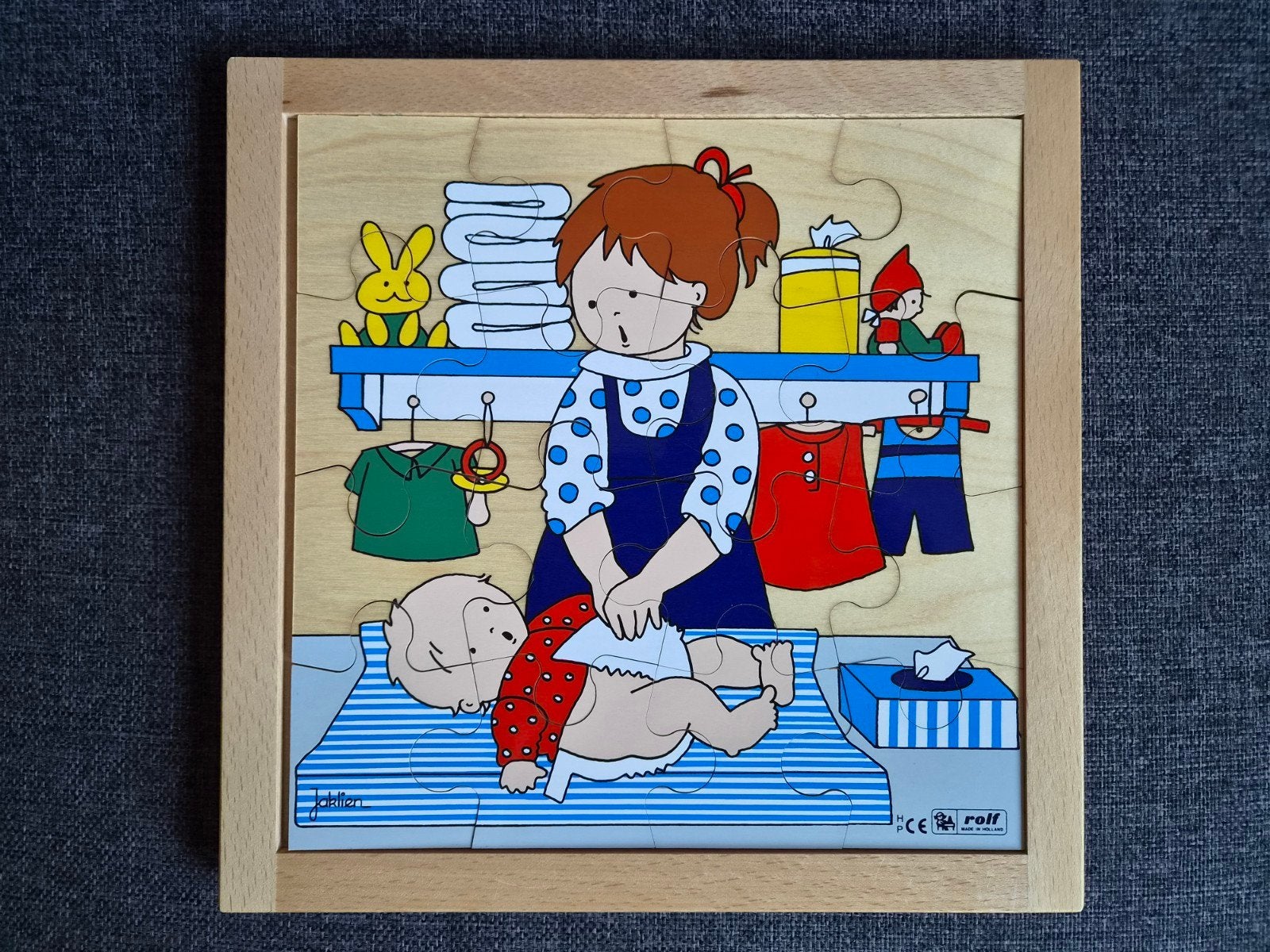 Rolf houten puzzel 'Moeder met baby', 16 stukjes (i.z.g.s), Ophalen of Verzenden, Zo goed als nieuw