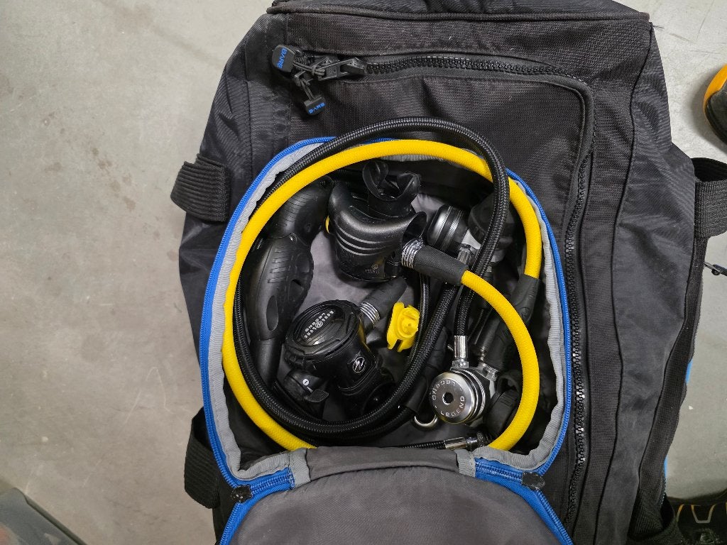 Aqualung Legend automatenset dubbele kraan met flexslangen, Watersport en Boten, Duiken, Ophalen of Verzenden, Zo goed als nieuw