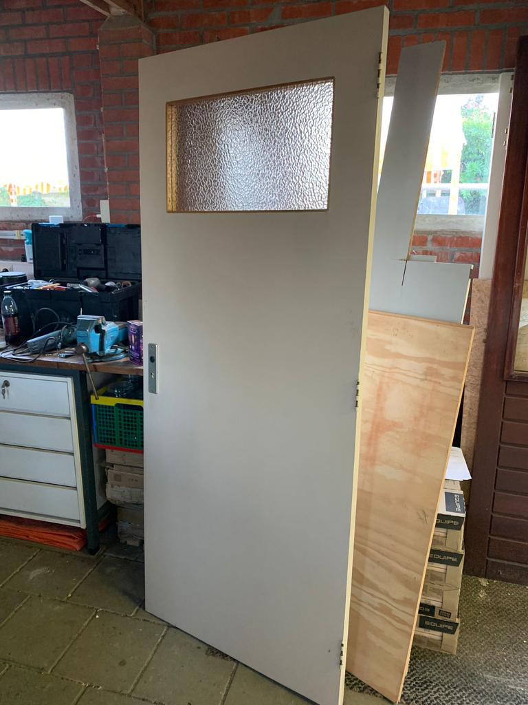 Klassieke binnendeur met glas, Doe-het-zelf en Verbouw, Deuren en Horren, Ophalen, Gebruikt, 80 tot 100 cm, Binnendeur