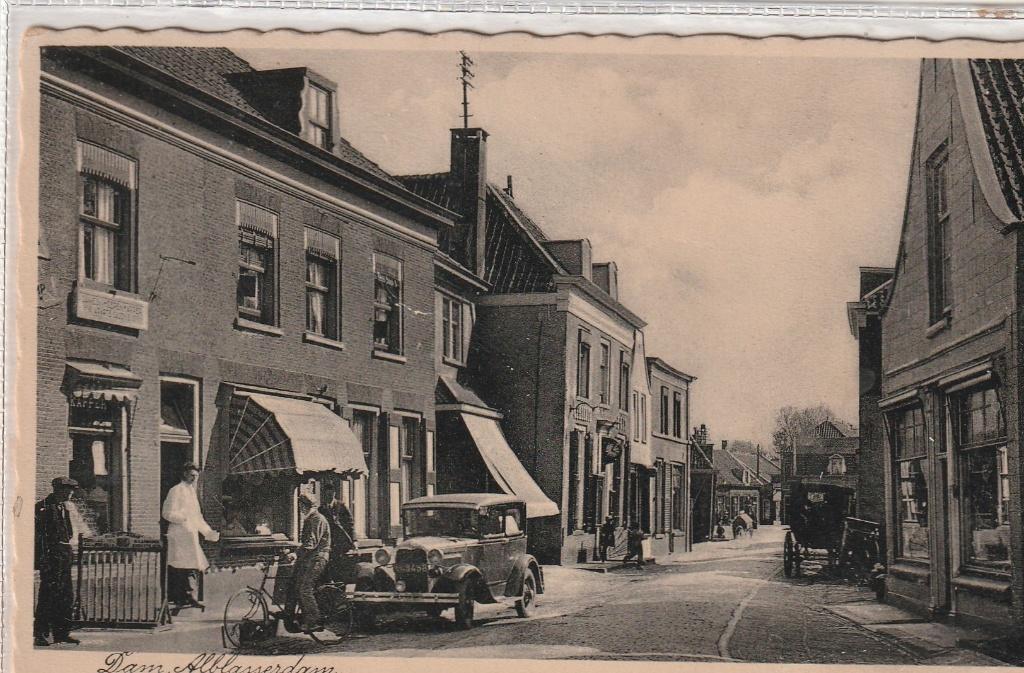 Alblasserdam Met slagerswinkel en Ford, Verzenden, 1920 tot 1940, Gelopen, Zuid-Holland