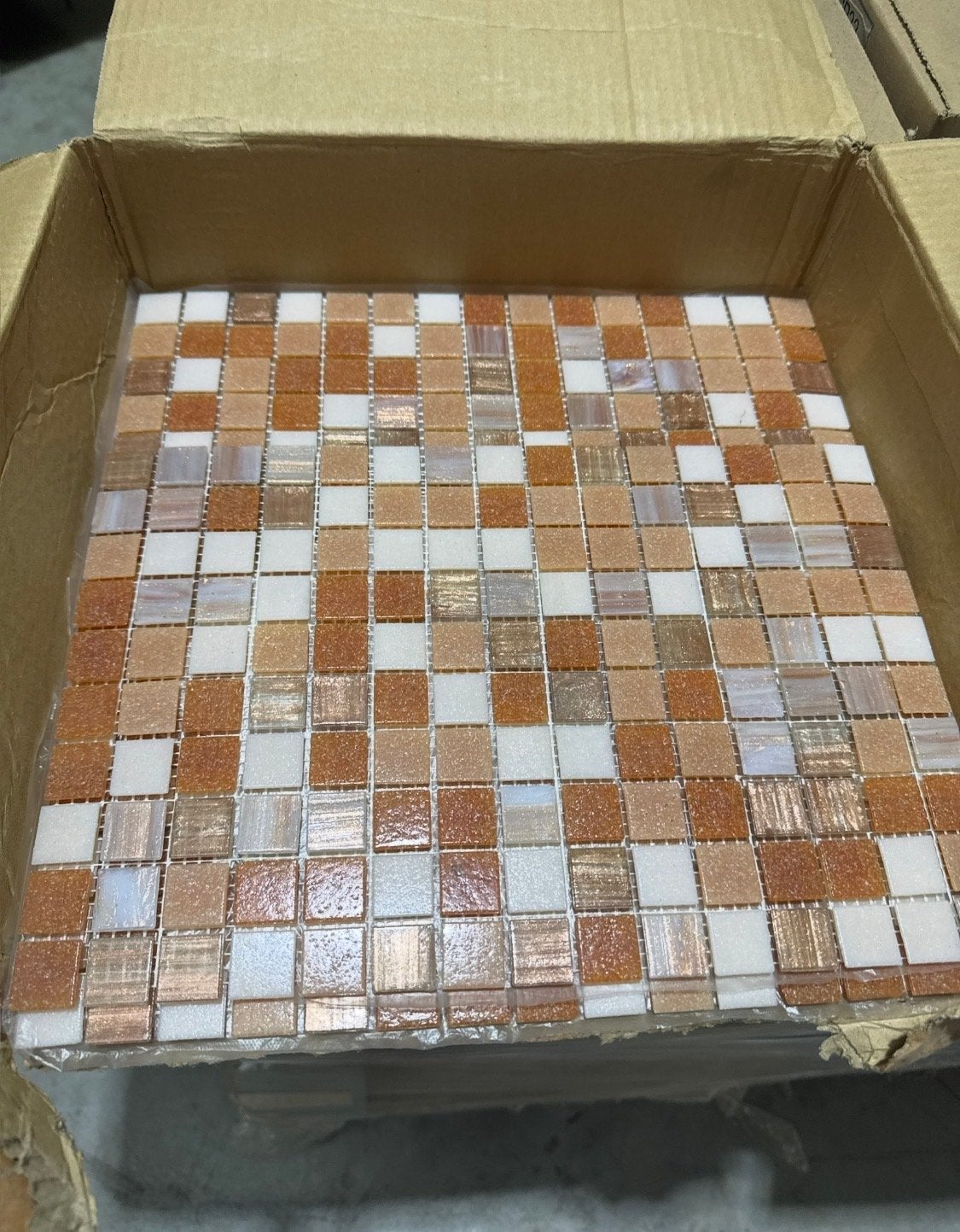 Abrikoos parelmoer sparkle Mix Mozaïek Tegelmatje - 42,8 m², Doe-het-zelf en Verbouw, Tegels, Ophalen, Nieuw, 20 tot 40 cm, 10 m² of meer