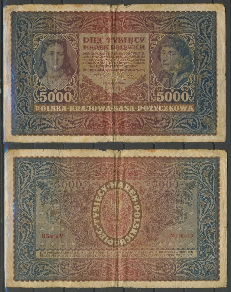Historisch Bankbiljet  Polen 5000 Marek Polskich (1920) c-76, Ophalen of Verzenden, Polen, Los biljet